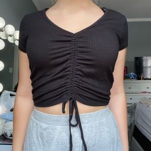 Black Garage tie crop top